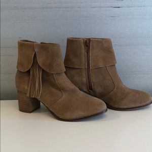 Tan suede booties with zipper size 7 1/2